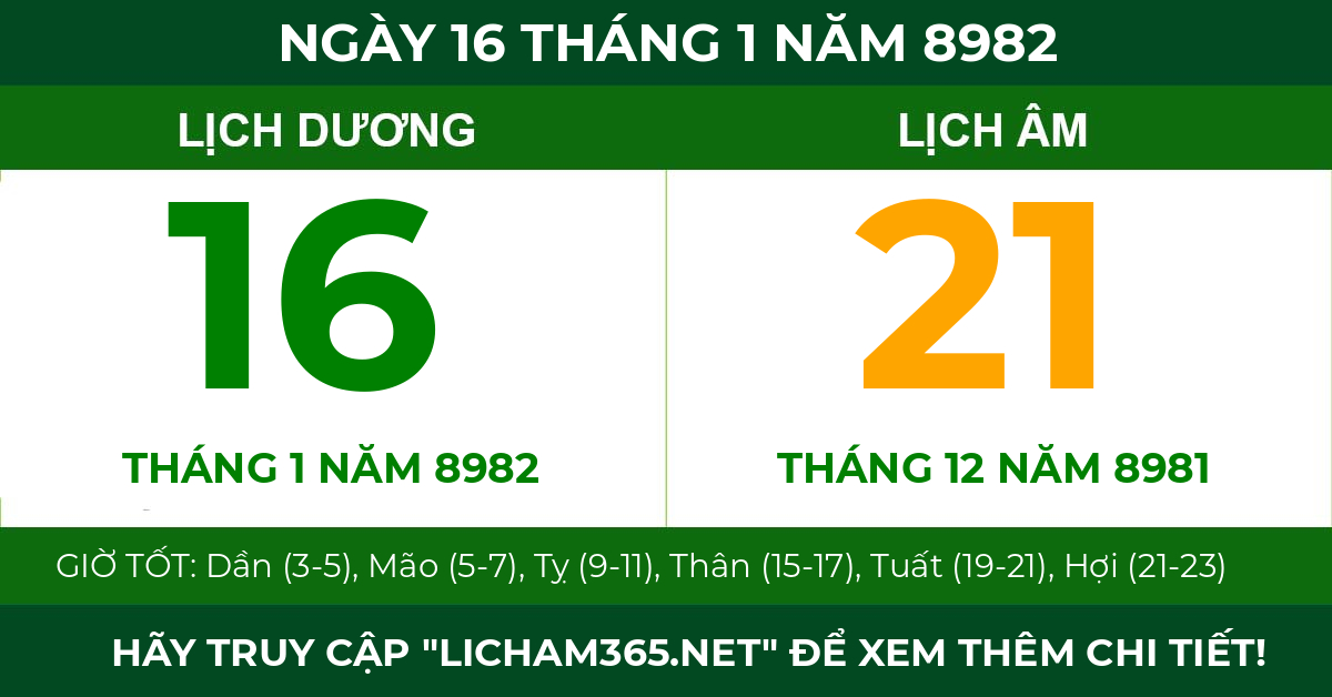 lịch âm ngày 16 tháng 1 năm 8982