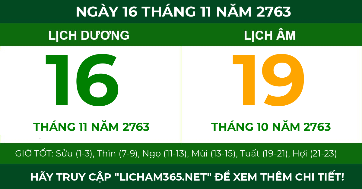 lịch âm ngày 16 tháng 11 năm 2763