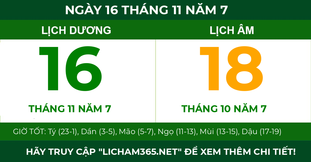 lịch âm ngày 16 tháng 11 năm 7