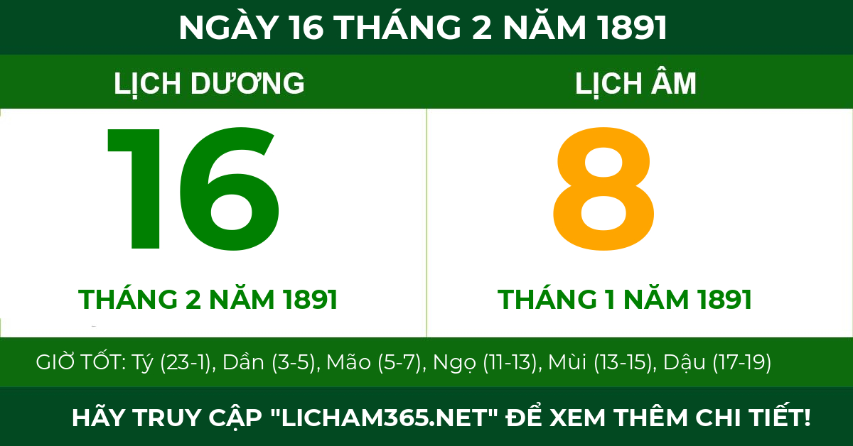 lịch âm ngày 16 tháng 2 năm 1891