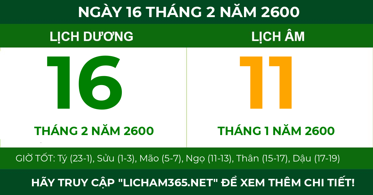 lịch âm ngày 16 tháng 2 năm 2600
