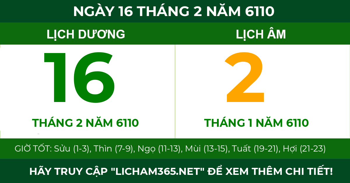 lịch âm ngày 16 tháng 2 năm 6110