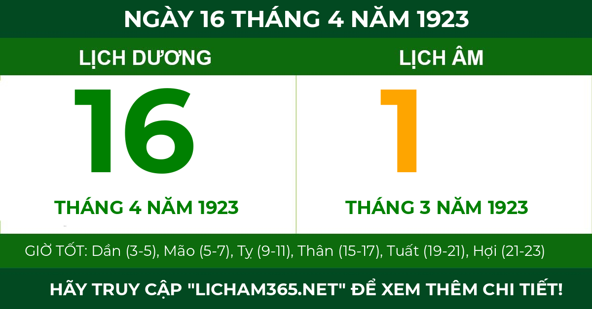 lịch âm ngày 16 tháng 4 năm 1923