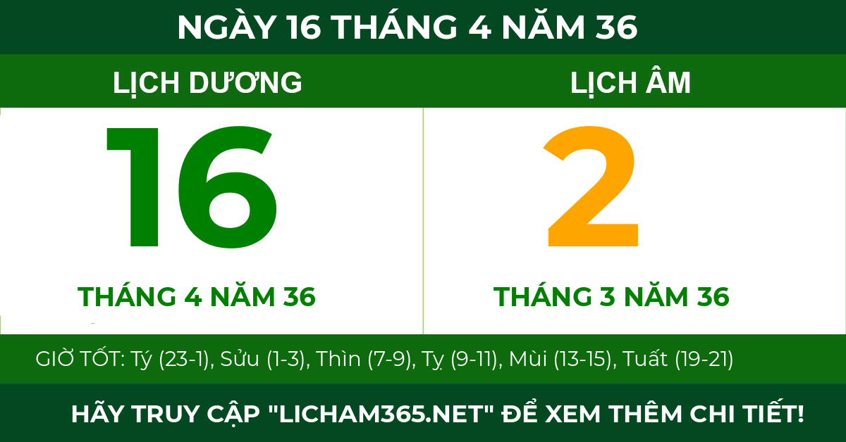 lịch âm ngày 16 tháng 4 năm 36