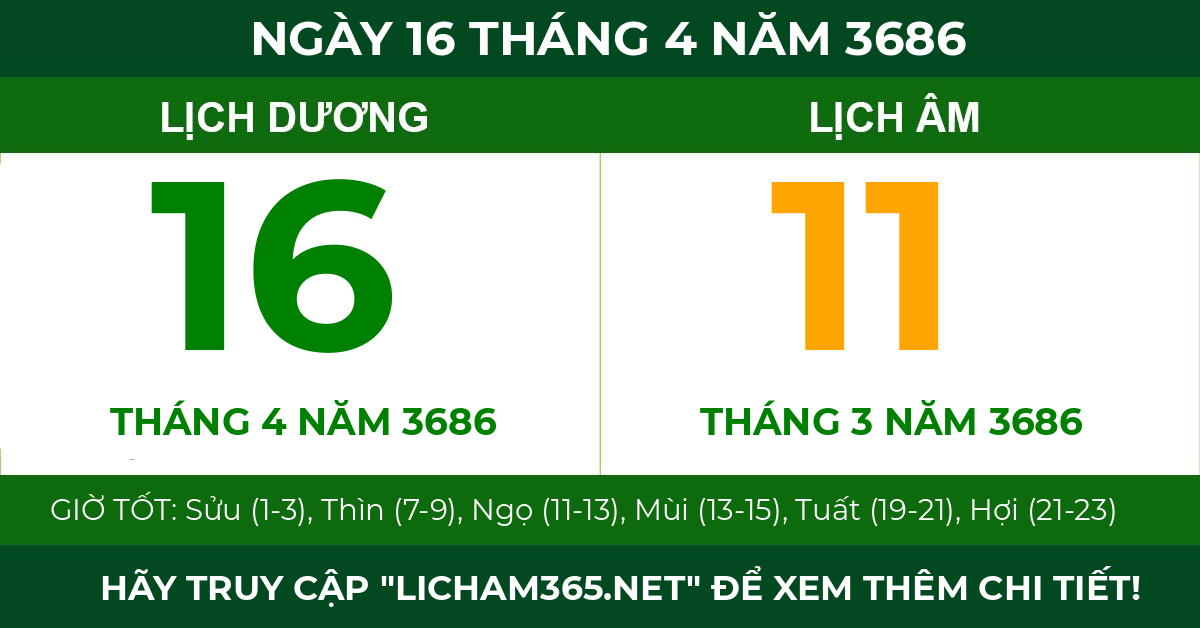 lịch âm ngày 16 tháng 4 năm 3686