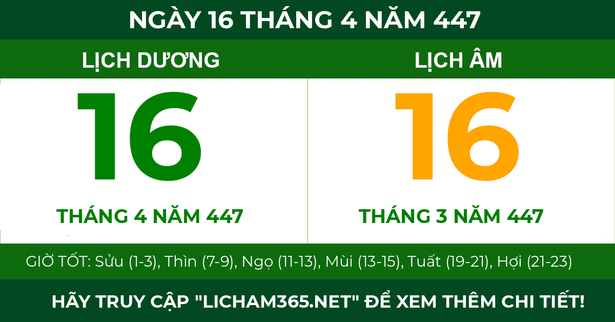 lịch âm ngày 16 tháng 4 năm 447
