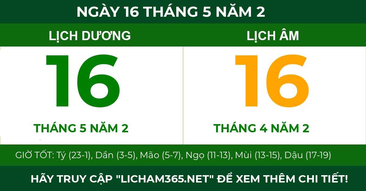 lịch âm ngày 16 tháng 5 năm 2