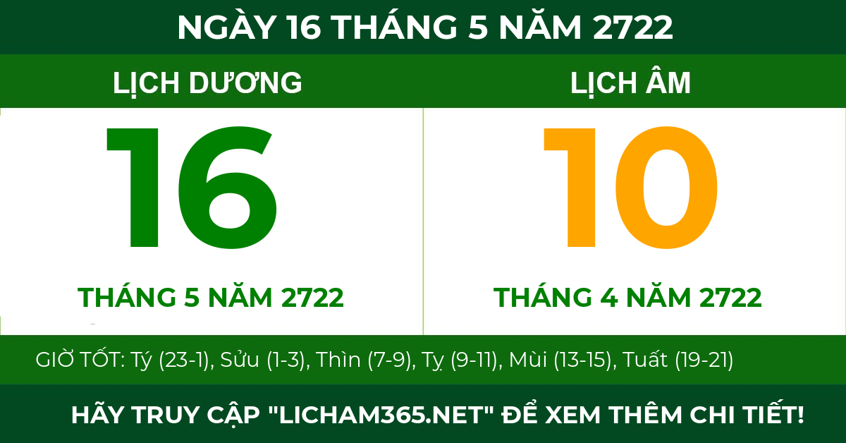 lịch âm ngày 16 tháng 5 năm 2722
