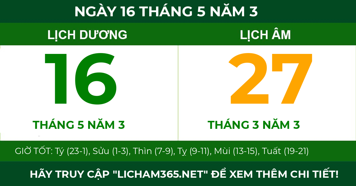 lịch âm ngày 16 tháng 5 năm 3