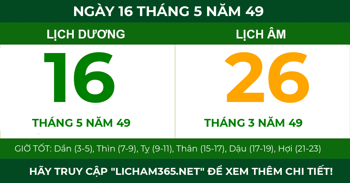 lịch âm ngày 16 tháng 5 năm 49