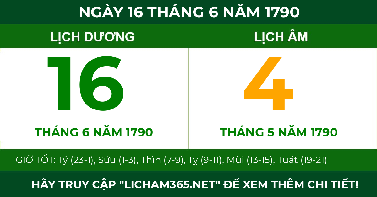 lịch âm ngày 16 tháng 6 năm 1790