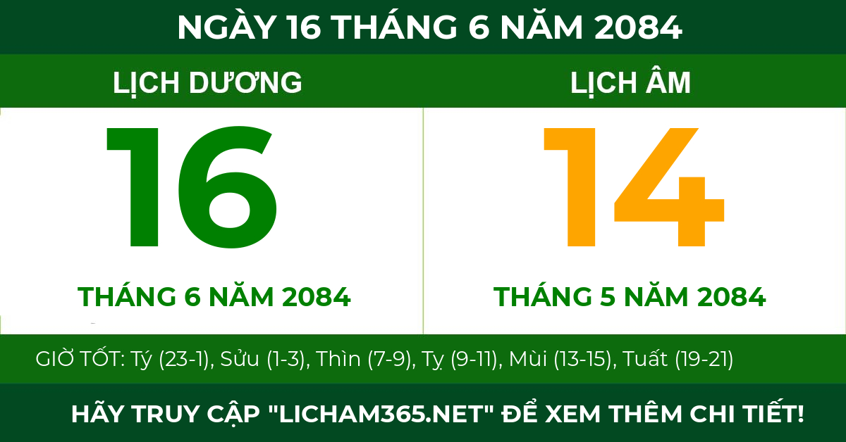 lịch âm ngày 16 tháng 6 năm 2084