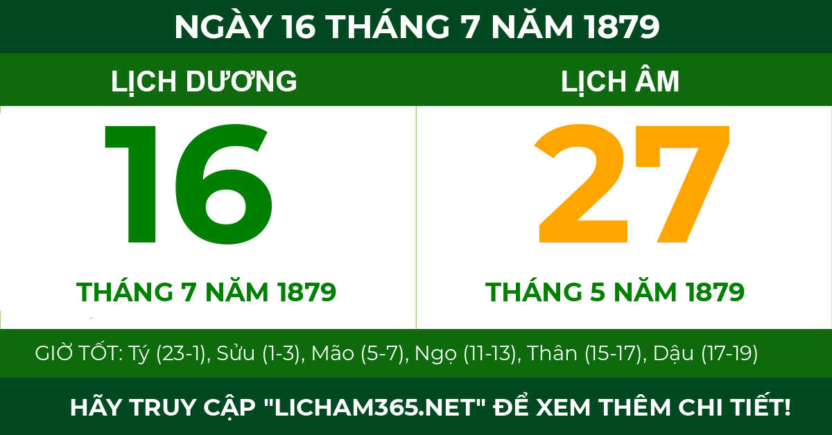 lịch âm ngày 16 tháng 7 năm 1879