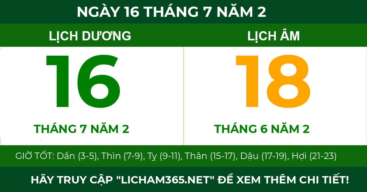 lịch âm ngày 16 tháng 7 năm 2