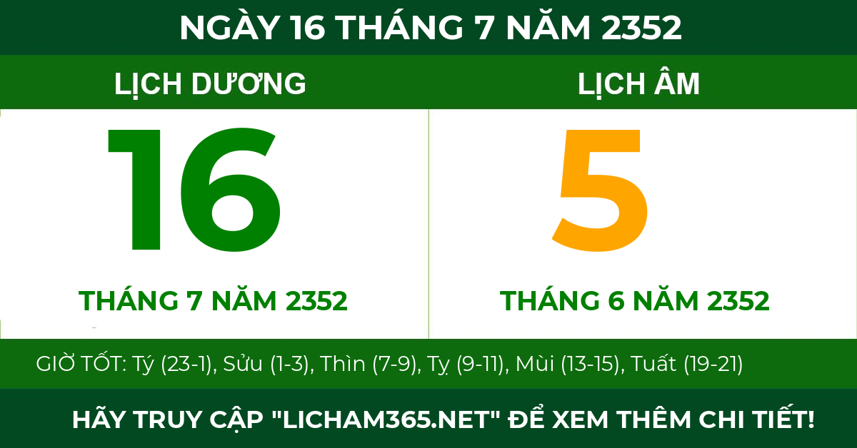 lịch âm ngày 16 tháng 7 năm 2352