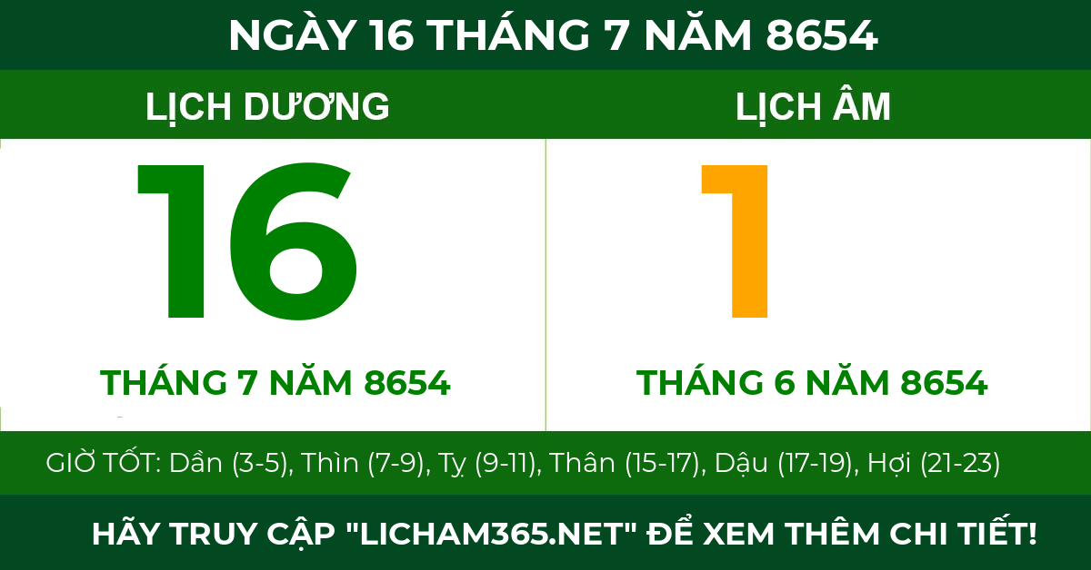 lịch âm ngày 16 tháng 7 năm 8654