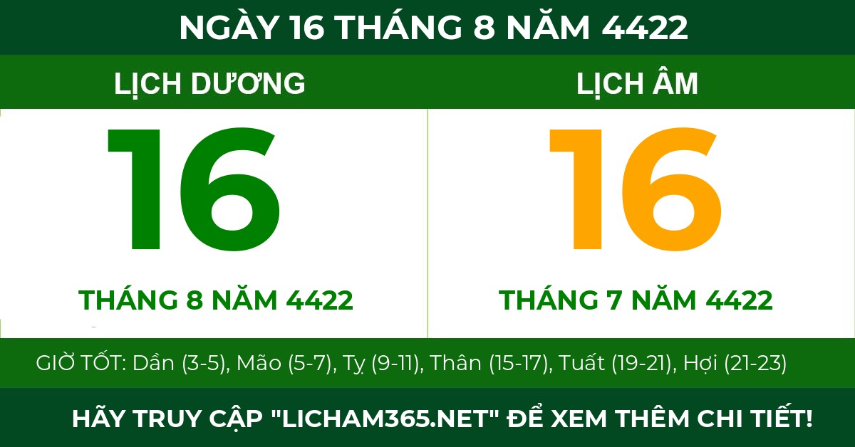 lịch âm ngày 16 tháng 8 năm 4422