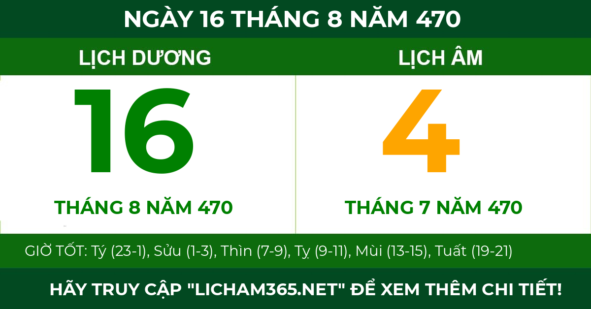 lịch âm ngày 16 tháng 8 năm 470