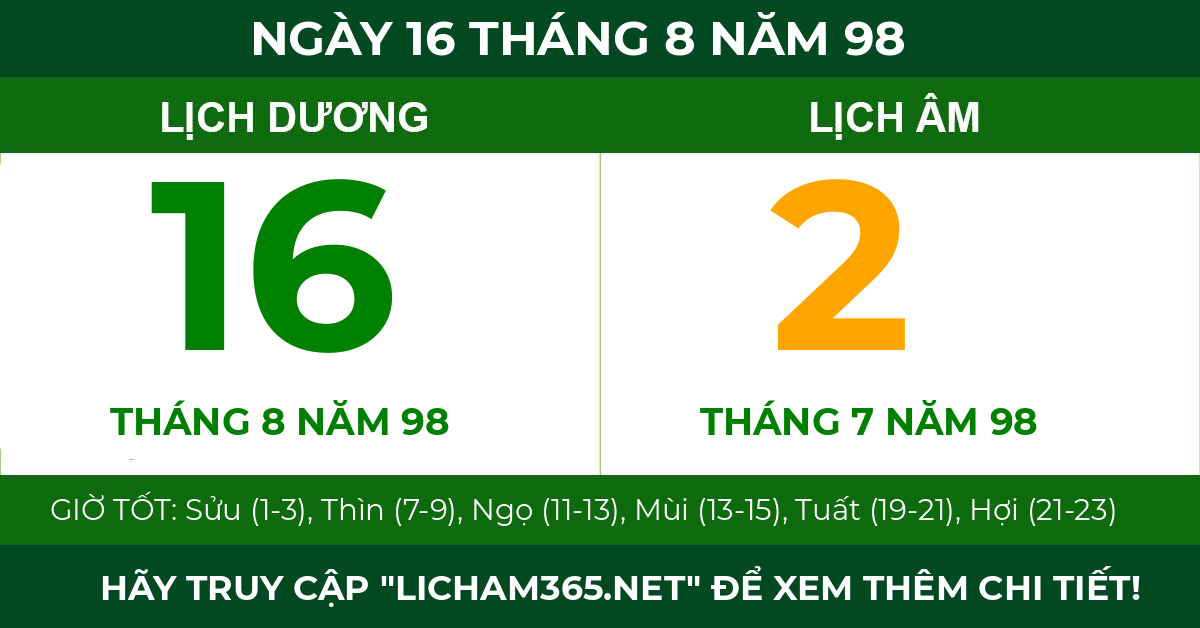 lịch âm ngày 16 tháng 8 năm 98