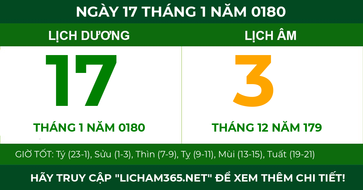 lịch âm ngày 17 tháng 1 năm 0180