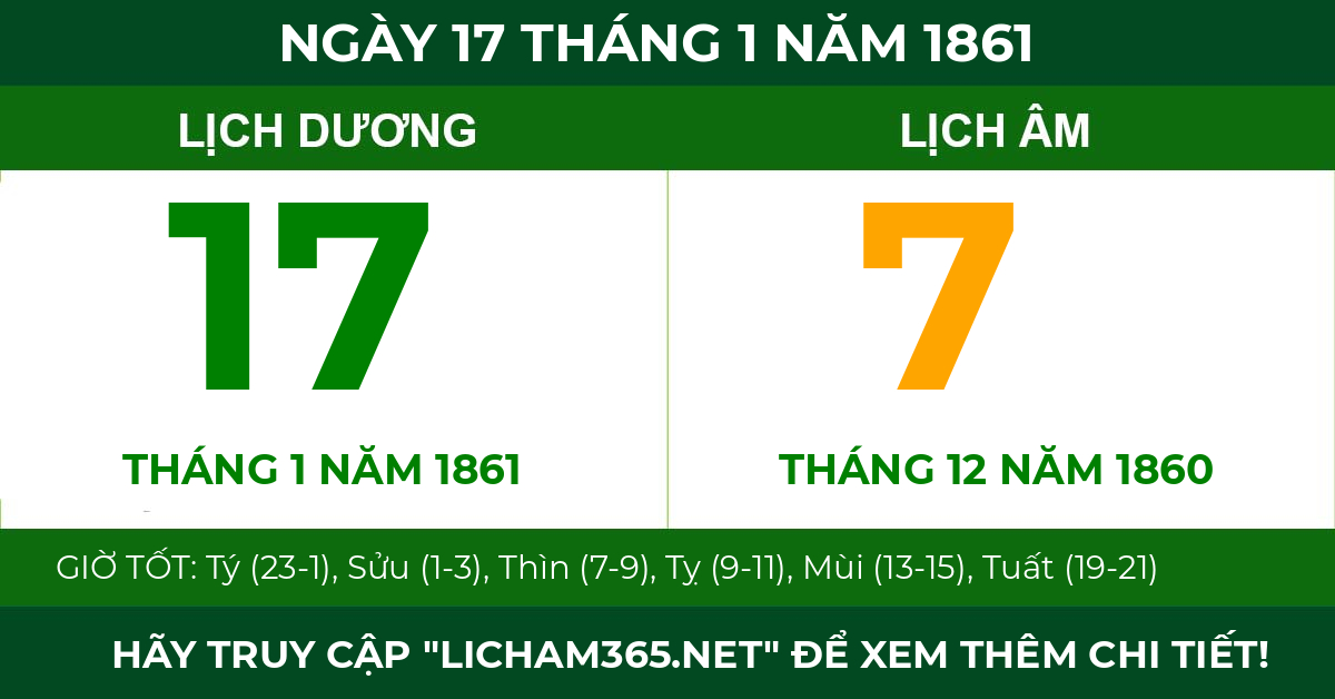 lịch âm ngày 17 tháng 1 năm 1861