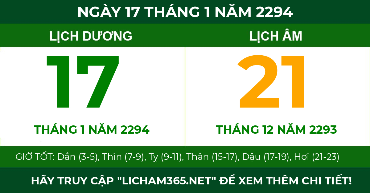 lịch âm ngày 17 tháng 1 năm 2294
