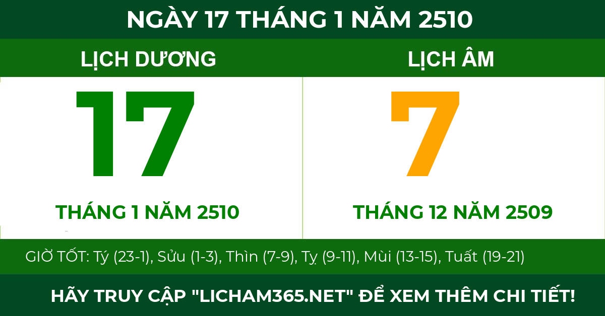 lịch âm ngày 17 tháng 1 năm 2510