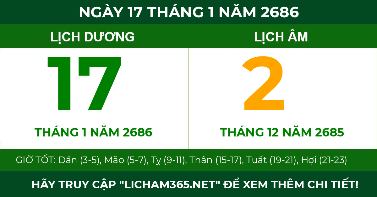 lịch âm ngày 17 tháng 1 năm 2686