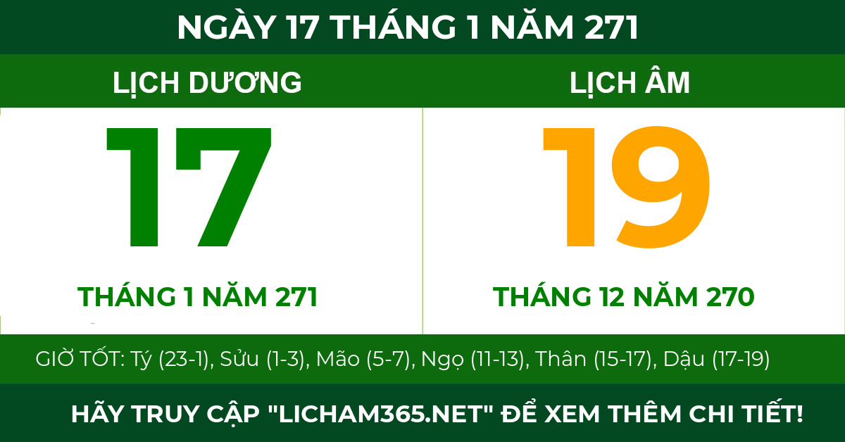 lịch âm ngày 17 tháng 1 năm 271