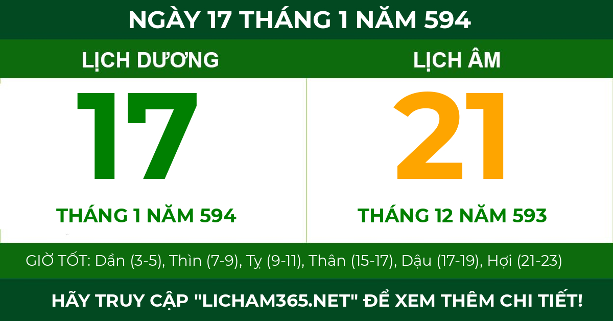 lịch âm ngày 17 tháng 1 năm 594