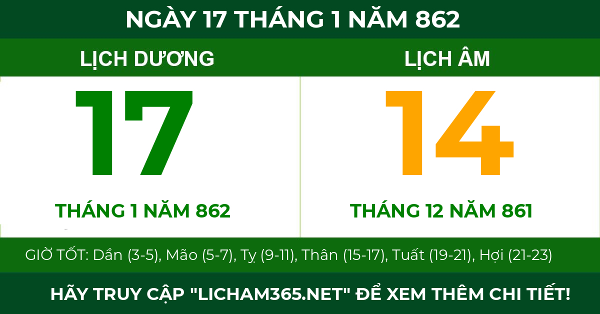 lịch âm ngày 17 tháng 1 năm 862