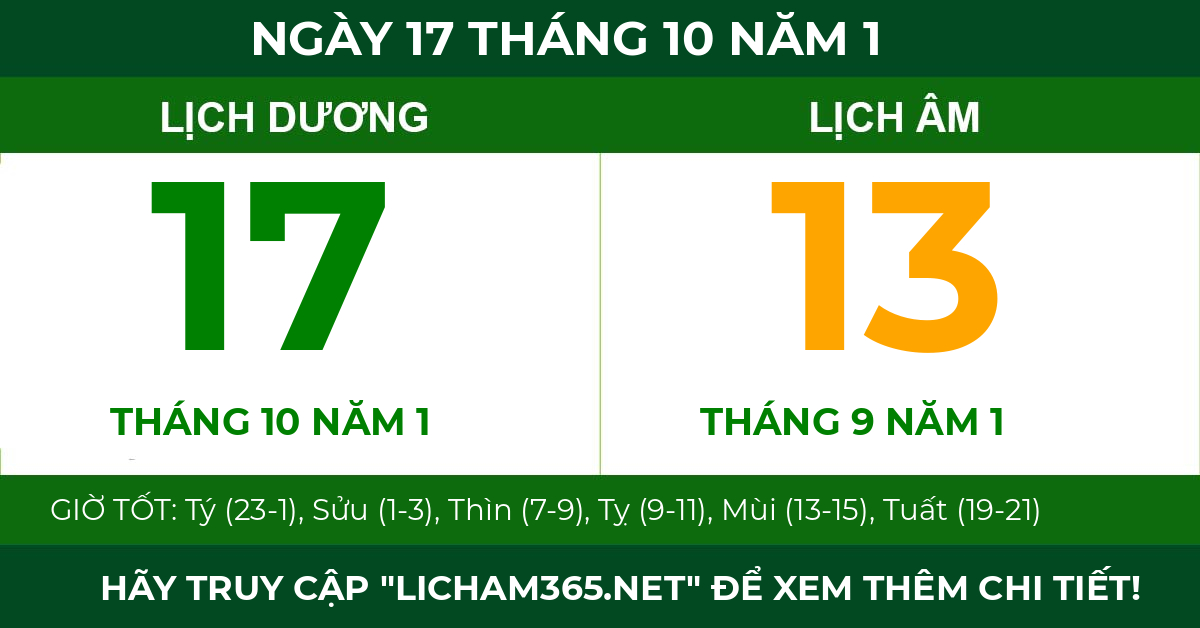 lịch âm ngày 17 tháng 10 năm 1