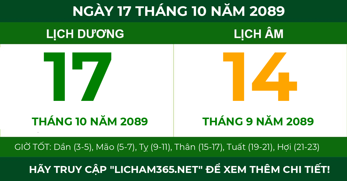 lịch âm ngày 17 tháng 10 năm 2089
