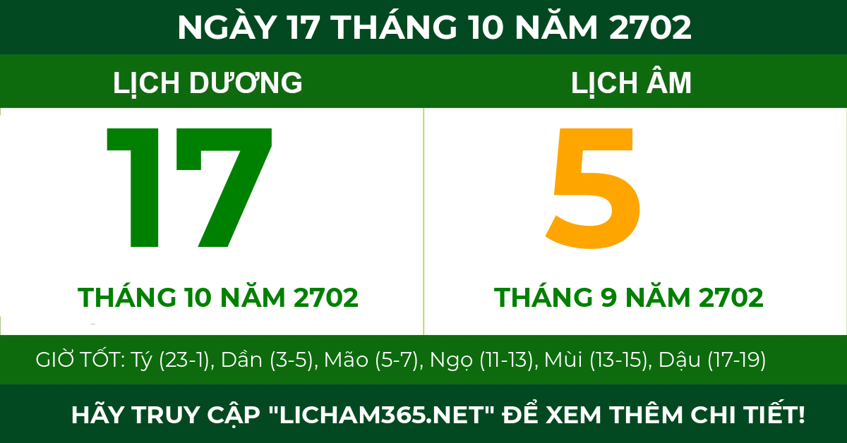 lịch âm ngày 17 tháng 10 năm 2702