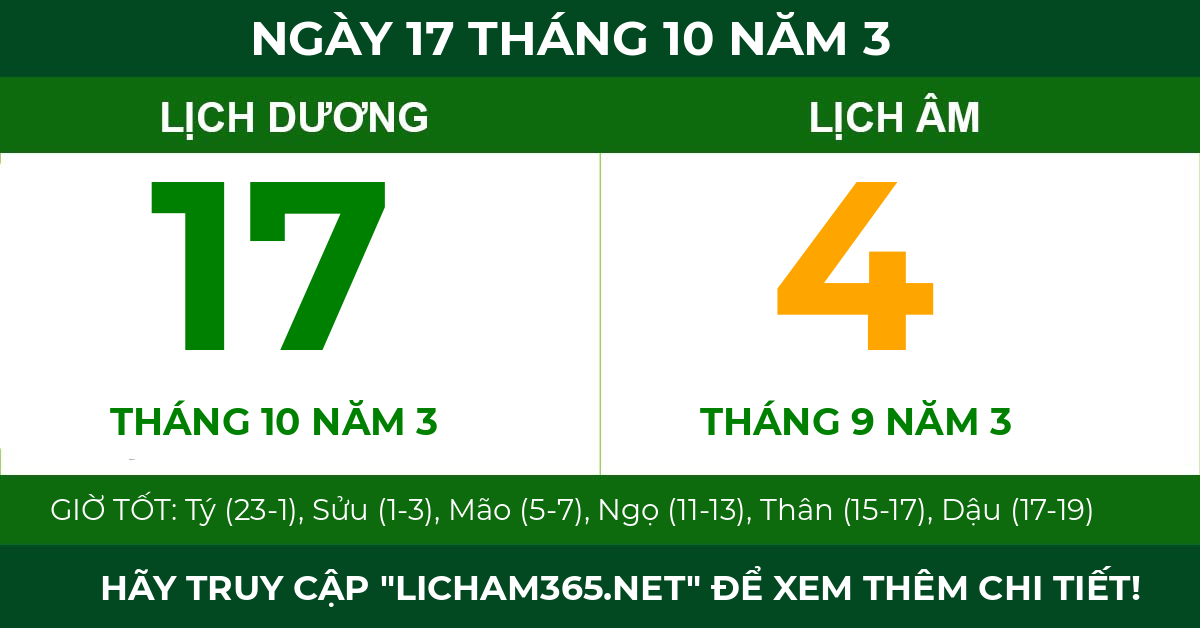lịch âm ngày 17 tháng 10 năm 3