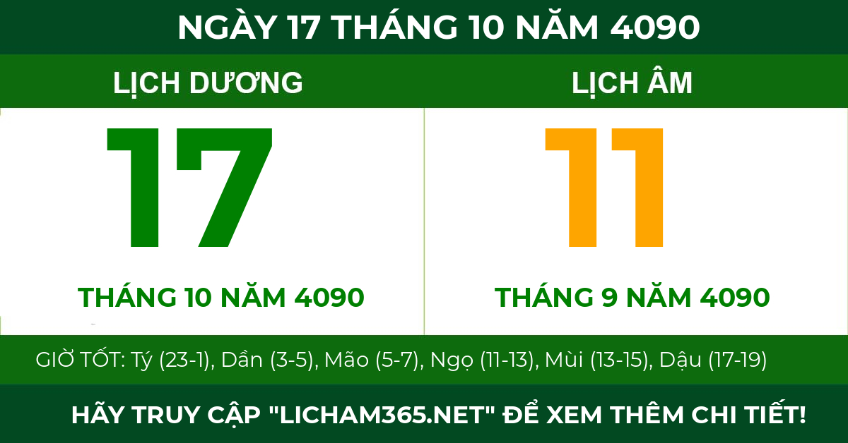 lịch âm ngày 17 tháng 10 năm 4090