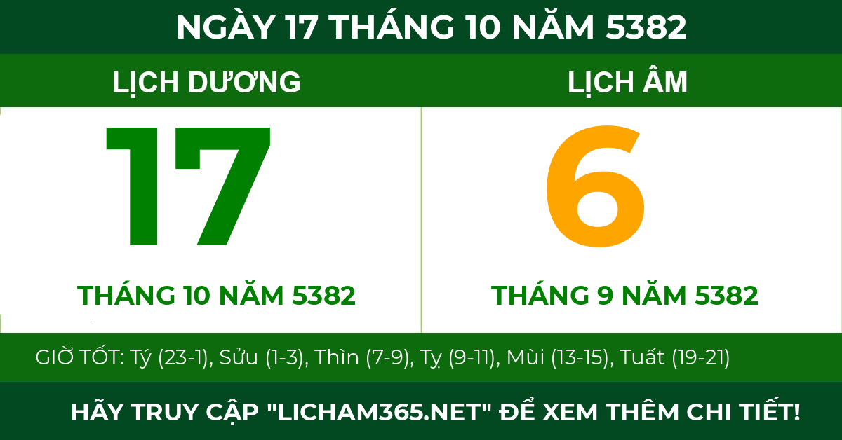 lịch âm ngày 17 tháng 10 năm 5382