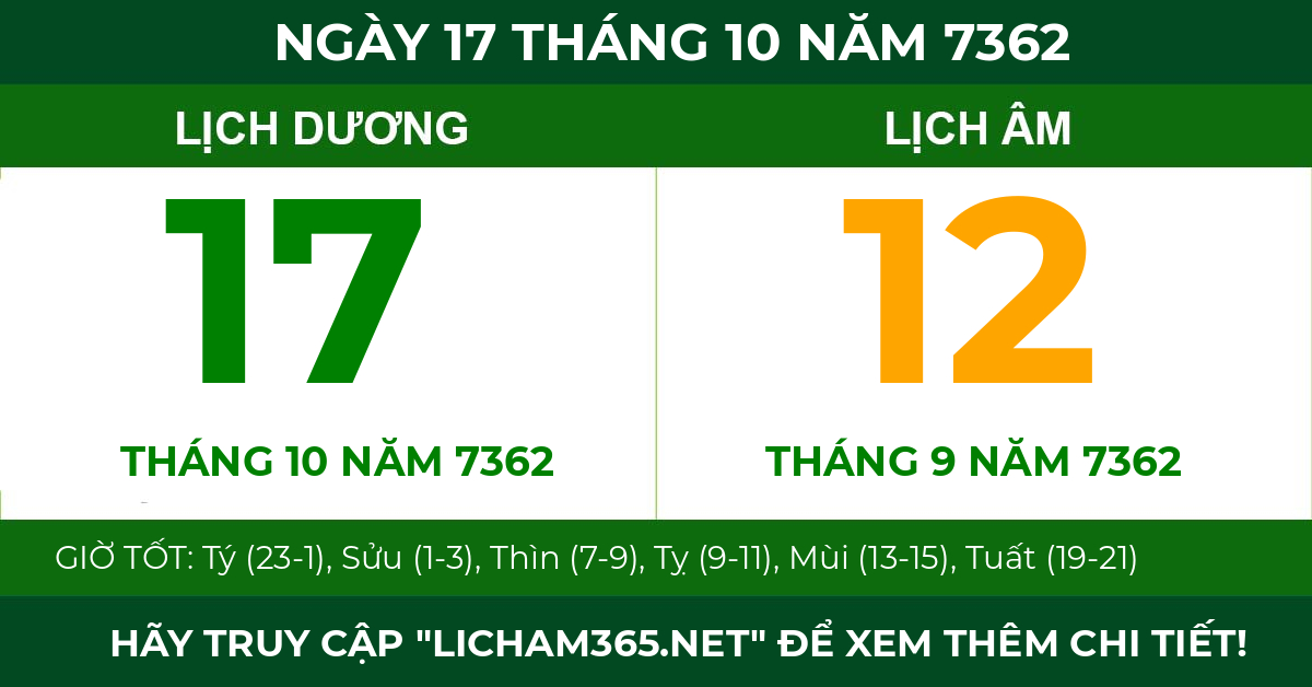 lịch âm ngày 17 tháng 10 năm 7362