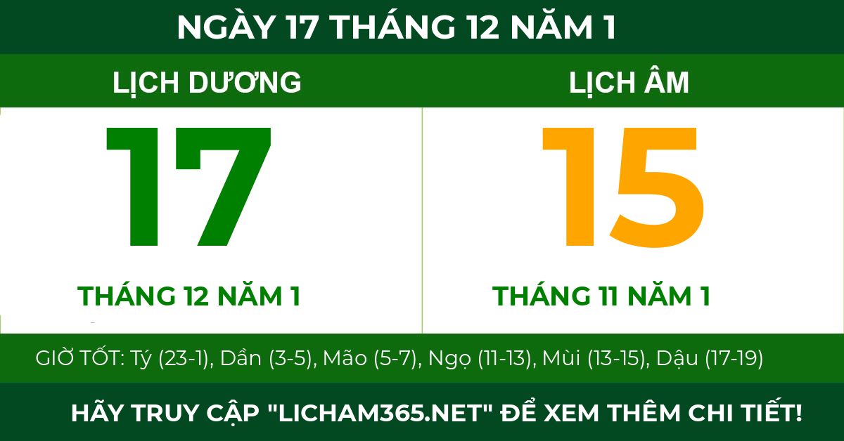 lịch âm ngày 17 tháng 12 năm 1