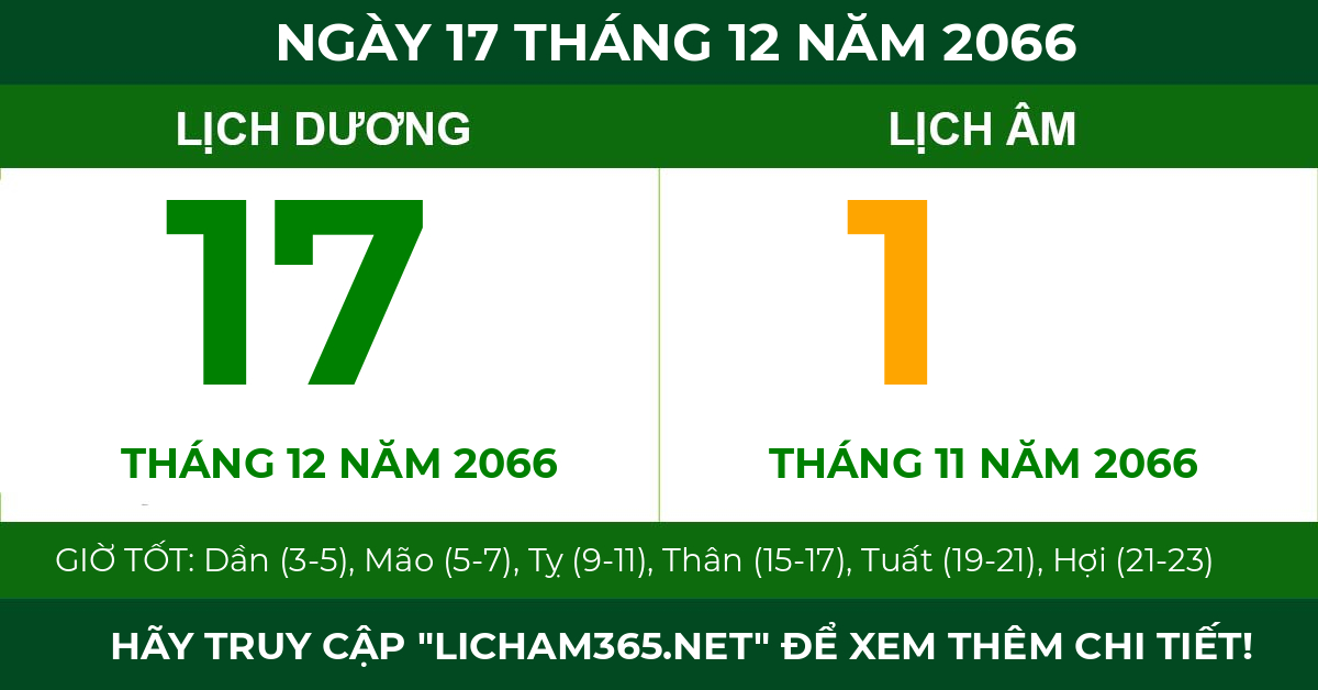lịch âm ngày 17 tháng 12 năm 2066