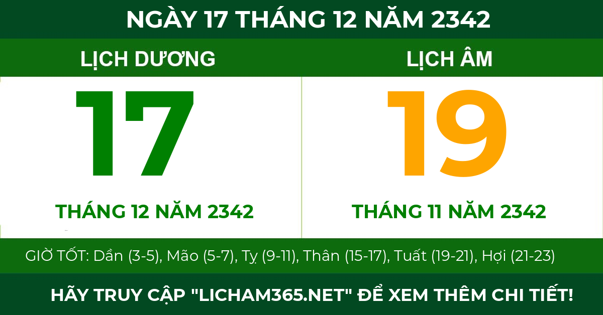 lịch âm ngày 17 tháng 12 năm 2342