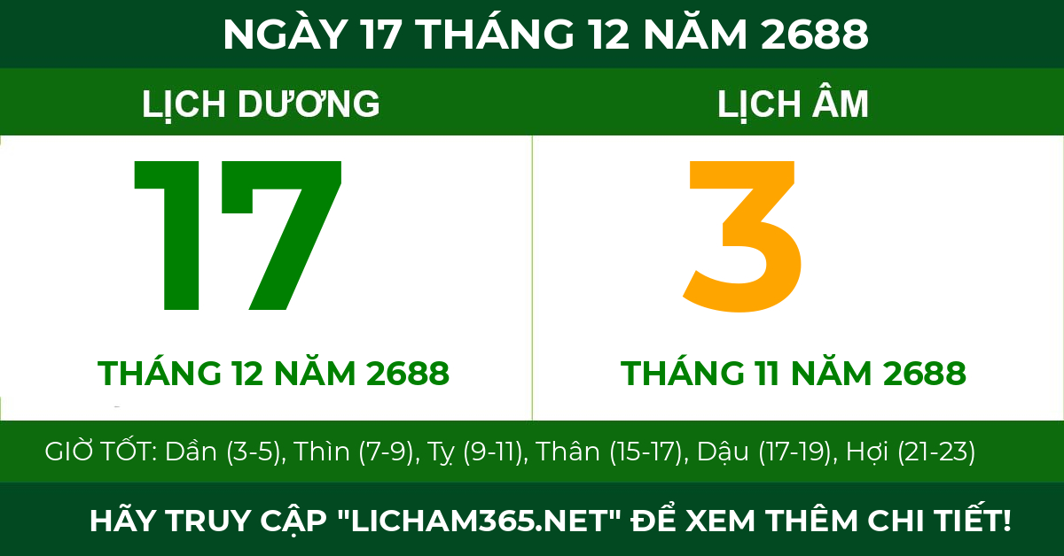 lịch âm ngày 17 tháng 12 năm 2688