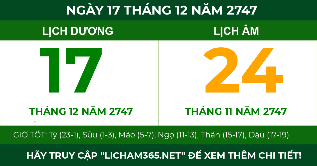 lịch âm ngày 17 tháng 12 năm 2747