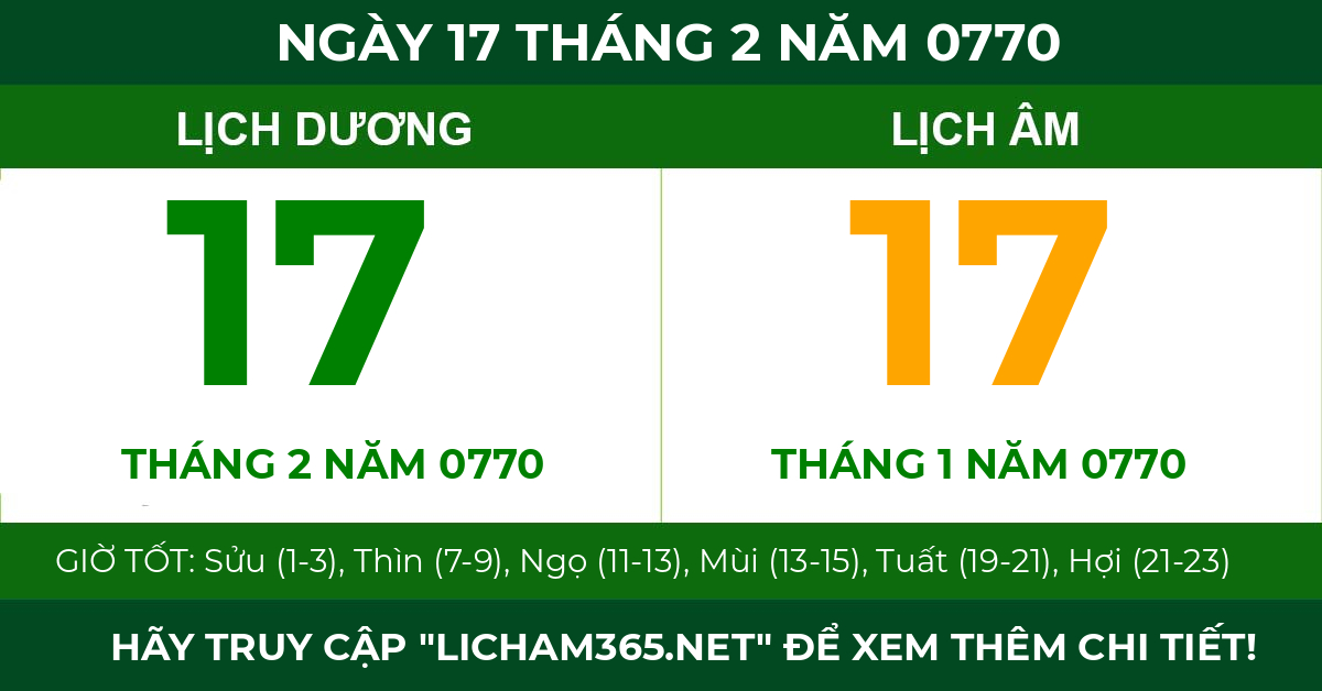 lịch âm ngày 17 tháng 2 năm 0770