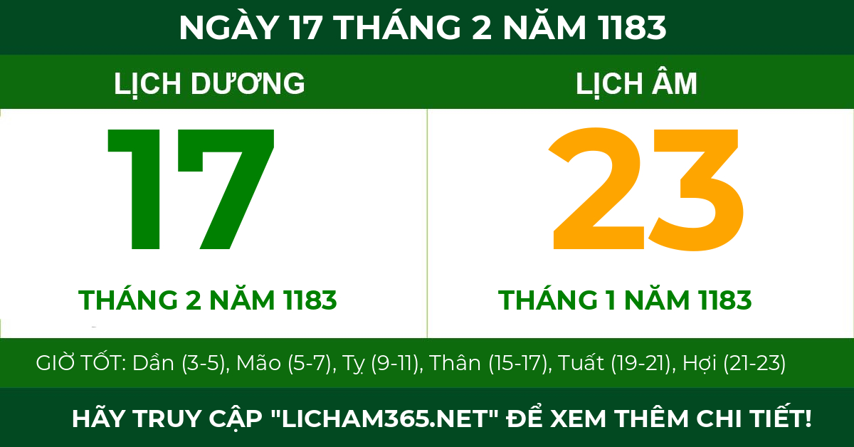 lịch âm ngày 17 tháng 2 năm 1183