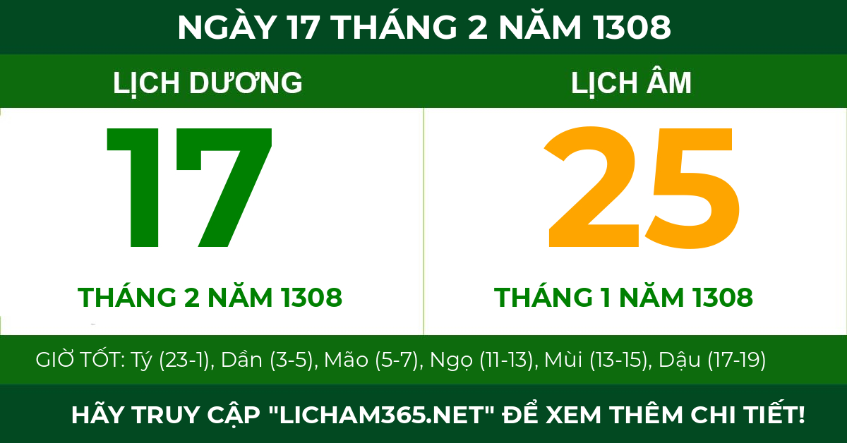 lịch âm ngày 17 tháng 2 năm 1308