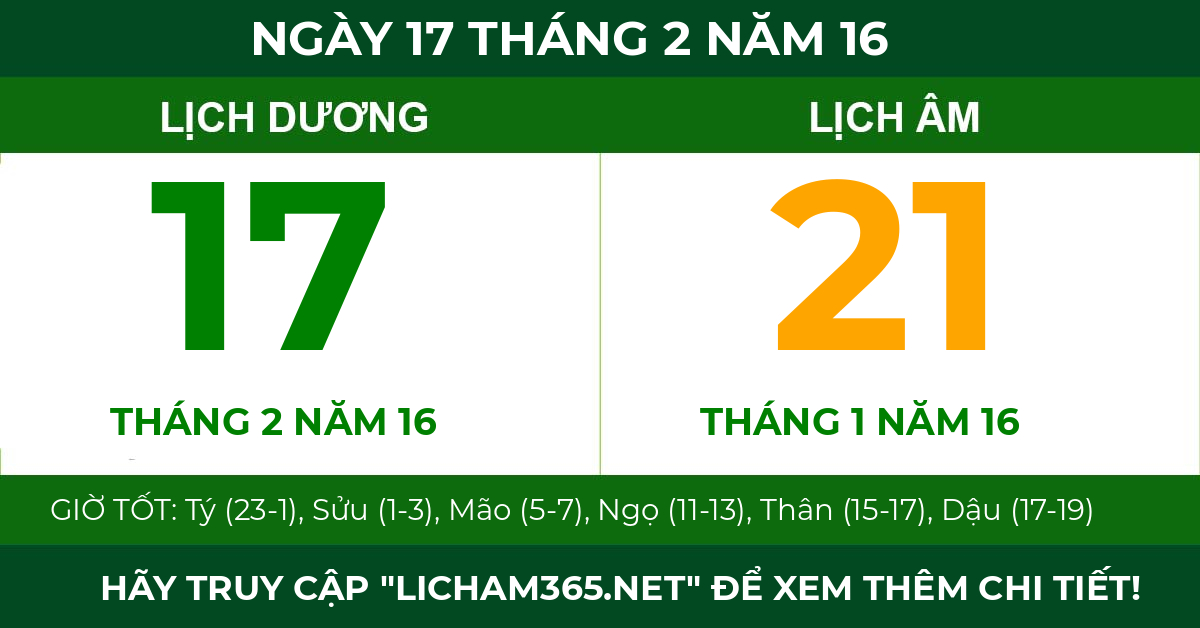 lịch âm ngày 17 tháng 2 năm 16