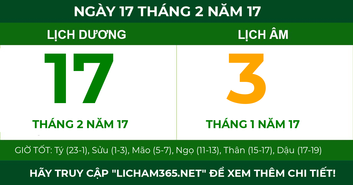 lịch âm ngày 17 tháng 2 năm 17