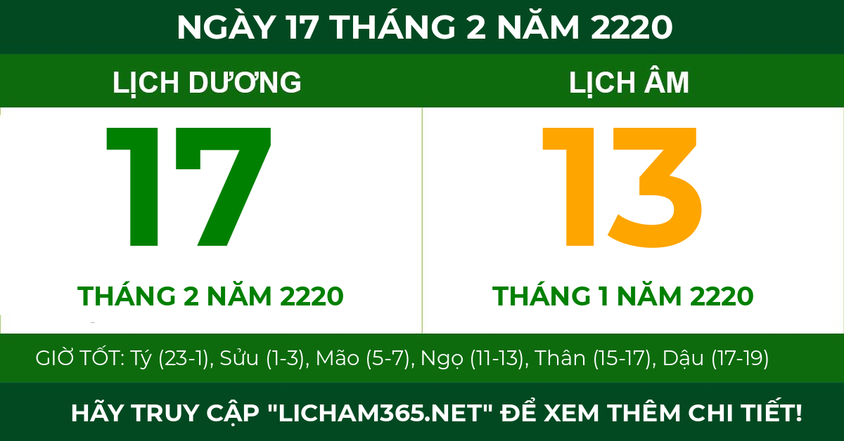lịch âm ngày 17 tháng 2 năm 2220