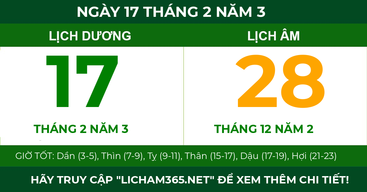 lịch âm ngày 17 tháng 2 năm 3